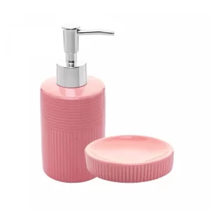 Conjunto 2 peças para banheiro de cerâmica Essência – Wolf (Rosa)