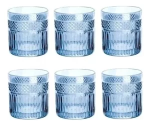 Jogo de 6 copos baixo palace em vidro 320 ml (azul luster)