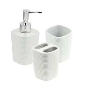 Conjunto 3 peças cerâmica para banheiro – Wolf (branco)