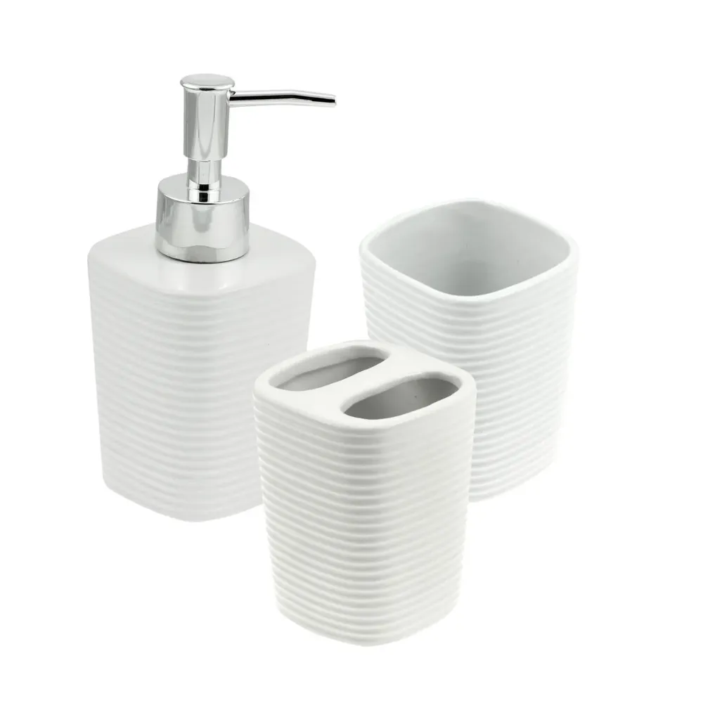 Conjunto 3 peças cerâmica para banheiro - Wolf (branco)